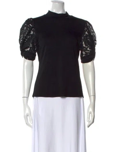 Pre-owned Generation Love Mock Neck Short Sleeve Top In Black