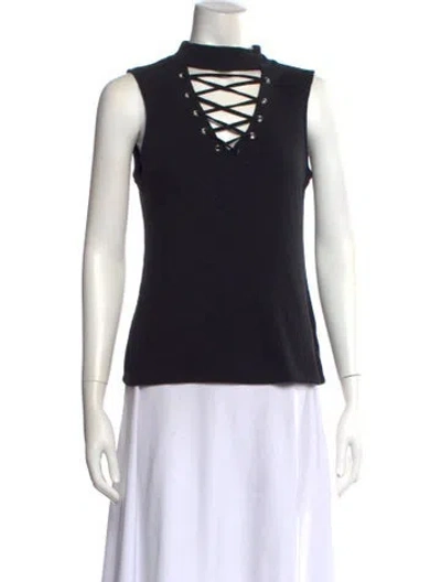 Pre-owned Generation Love Mock Neck Sleeveless Top In Black