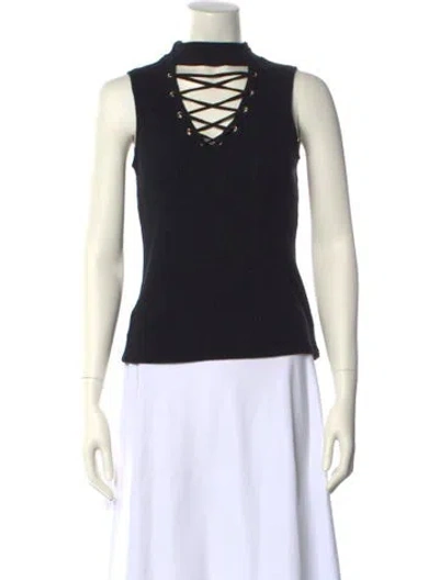 Pre-owned Generation Love Mock Neck Sleeveless Top In Black