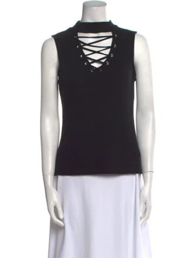 Pre-owned Generation Love Mock Neck Sleeveless Top In Black