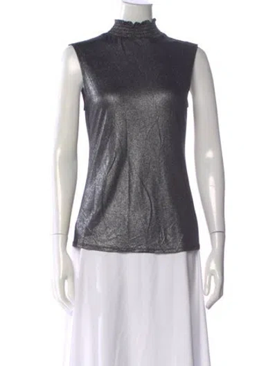 Pre-owned Generation Love Mock Neck Sleeveless Top In Silver