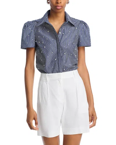Generation Love Murphy Embellished Shirt In Navy/white