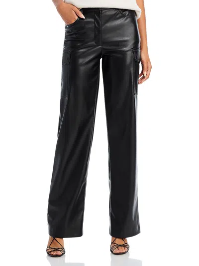 Generation Love Nate Womens Faux Leather Mid-rise Cargo Pants In Black