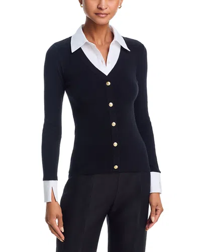 Generation Love Nixie Poplin Shirt Combo Sweater In Black