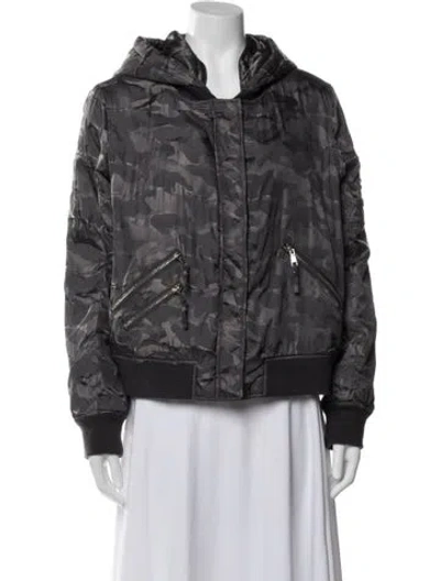 Pre-owned Generation Love Nylon Camouflage Print Bomber Jacket In Gray