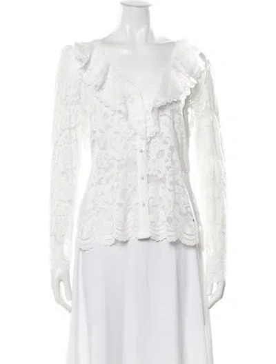 Pre-owned Generation Love Nylon Lace Pattern Blouse W/ Tags In White