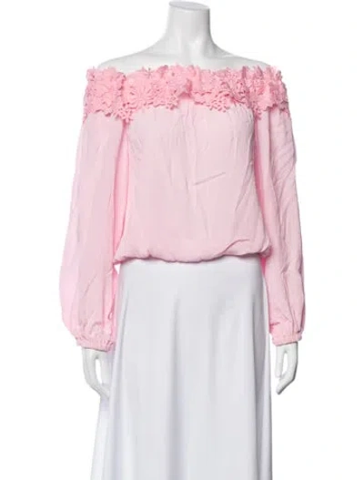 Pre-owned Generation Love Off-the-shoulder Long Sleeve Top In Pink
