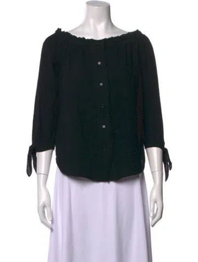 Pre-owned Generation Love Off-the-shoulder Three-quarter Sleeve Top In Black