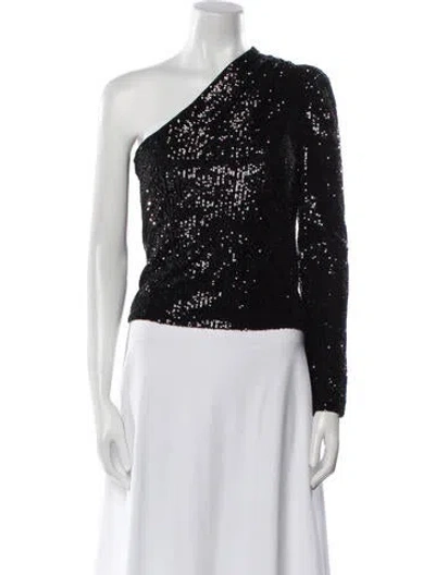 Pre-owned Generation Love One-shoulder Long Sleeve Crop Top In Black