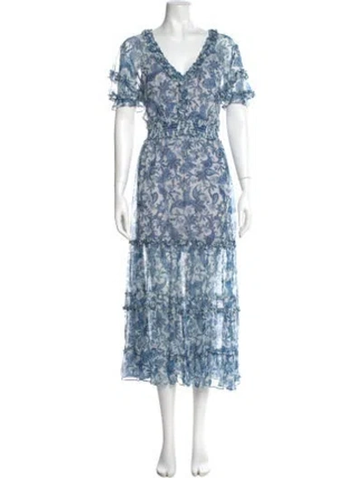 Pre-owned Generation Love Paisley Print Long Dress In Blue