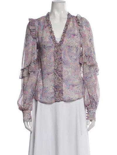 Pre-owned Generation Love Paisley Print V-neck Blouse In Multi
