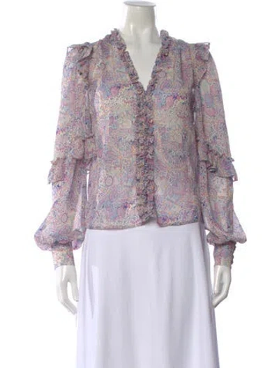 Pre-owned Generation Love Paisley Print V-neck Blouse W/ Tags In Purple