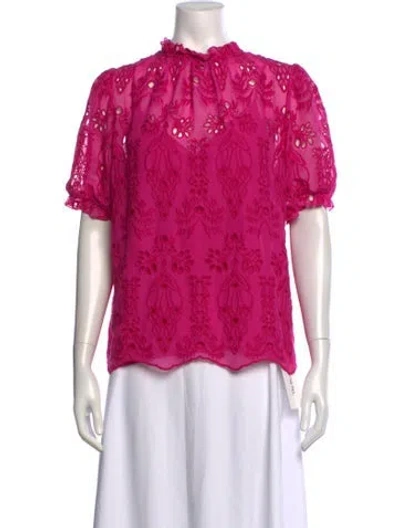 Pre-owned Generation Love Patterned Mock Neck Top In Pink