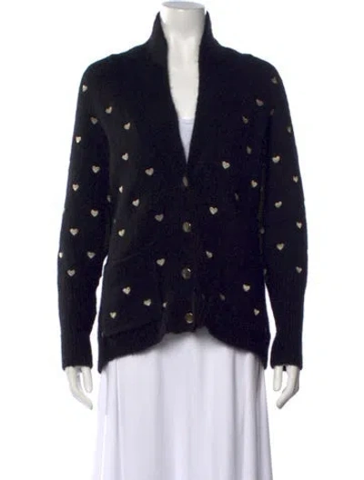 Pre-owned Generation Love Patterned Open Front Sweater In Black