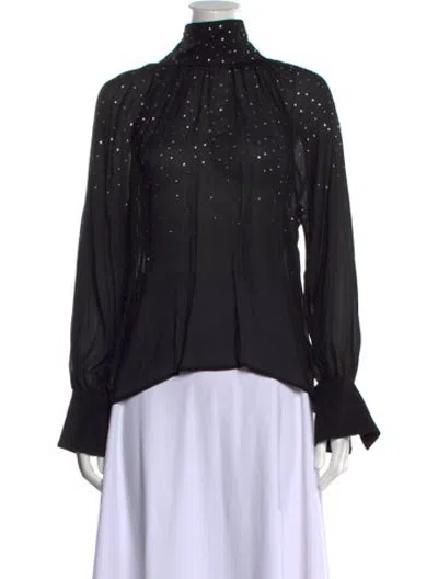 Pre-owned Generation Love Patterned Turtleneck Blouse W/ Tags In Black