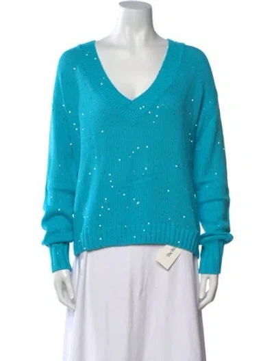 Pre-owned Generation Love Patterned V-neck Sweater In Blue