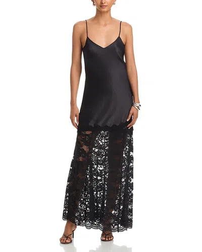 Generation Love Peggy Lace Combo Satin Dress In Black