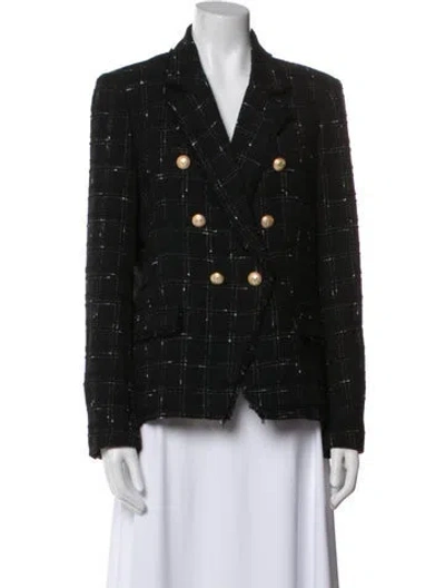 Pre-owned Generation Love Plaid Print Blazer In Black