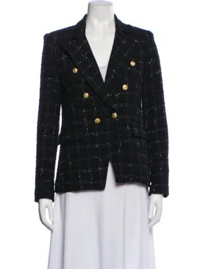 Pre-owned Generation Love Plaid Print Blazer In Black