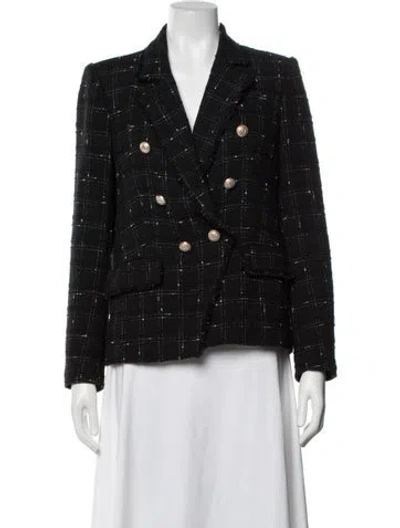 Pre-owned Generation Love Plaid Print Blazer In Black