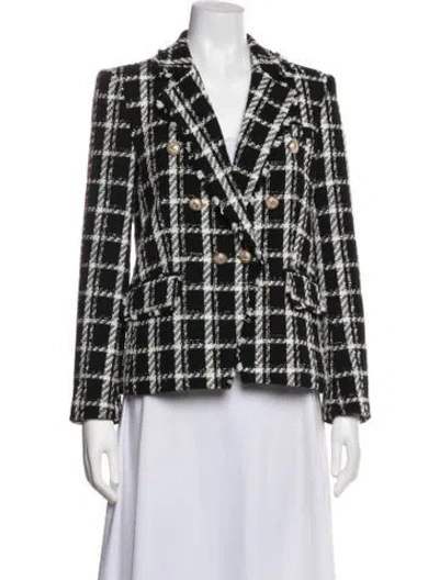 Pre-owned Generation Love Plaid Print Blazer In Black