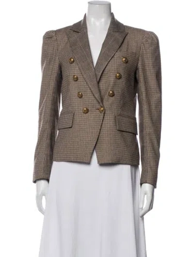 Pre-owned Generation Love Plaid Print Blazer In Brown