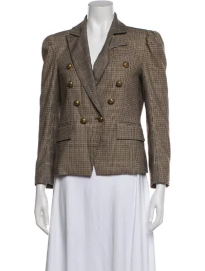 Pre-owned Generation Love Plaid Print Blazer In Brown