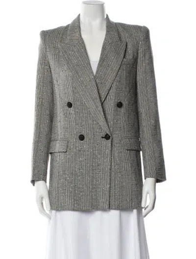 Pre-owned Generation Love Plaid Print Blazer In Gray