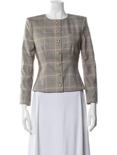 Pre-owned Generation Love Plaid Print Blazer In Gray