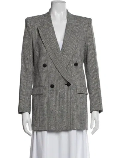 Pre-owned Generation Love Plaid Print Blazer In Gray