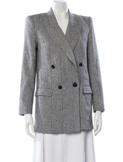 Pre-owned Generation Love Plaid Print Blazer In Gray