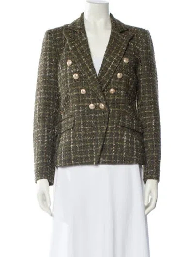 Pre-owned Generation Love Plaid Print Blazer In Green