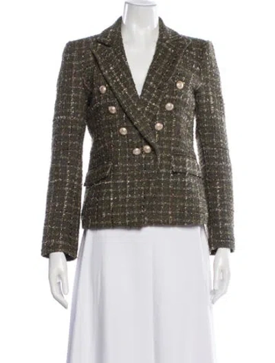 Pre-owned Generation Love Plaid Print Blazer In Green
