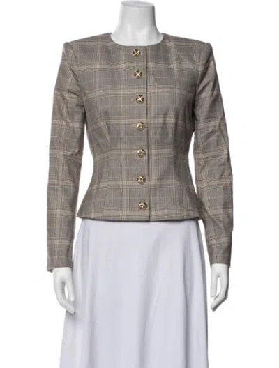 Pre-owned Generation Love Plaid Print Blazer In Neutrals