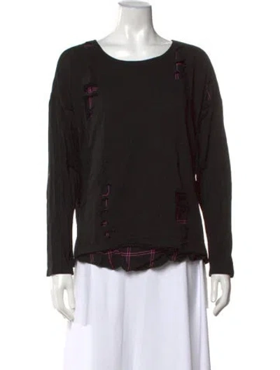 Pre-owned Generation Love Plaid Print Crew Neck Top In Black
