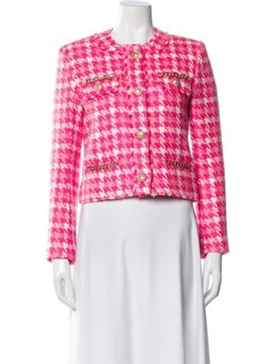 Pre-owned Generation Love Plaid Print Evening Jacket In Pink