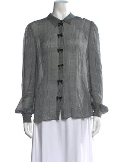 Pre-owned Generation Love Plaid Print Long Sleeve Blouse W/ Tags In Grey