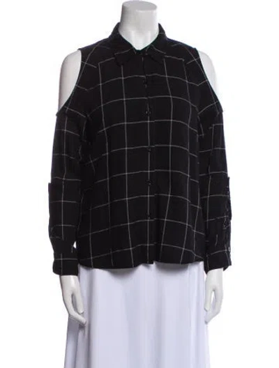 Pre-owned Generation Love Plaid Print Long Sleeve Button-up Top In Black