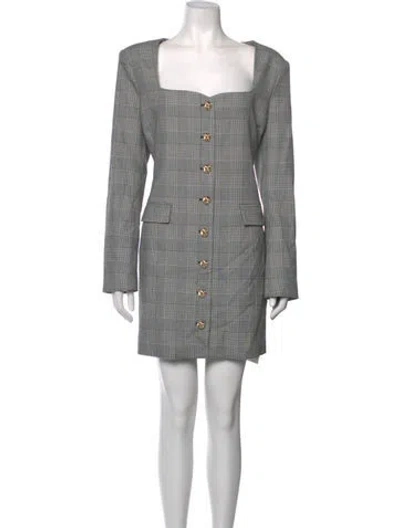 Pre-owned Generation Love Plaid Print Mini Dress In Grey/silver