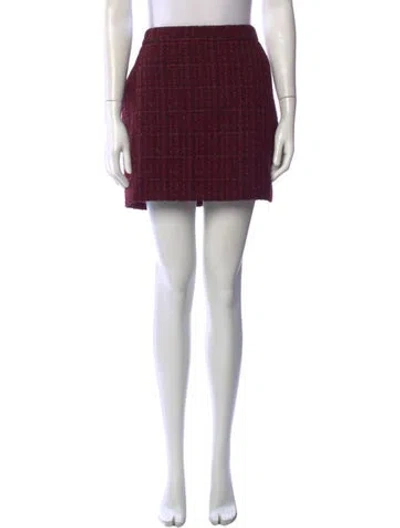Pre-owned Generation Love Plaid Print Mini Skirt W/ Tags In Burgundy