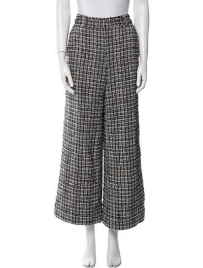 Pre-owned Generation Love Plaid Print Wide Leg Pants In White