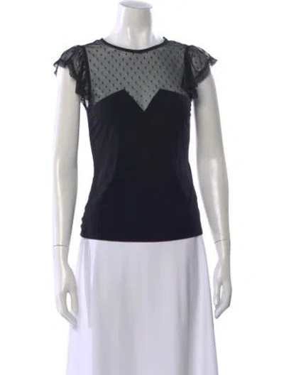 Pre-owned Generation Love Polka Dot Print Crew Neck Top In Black