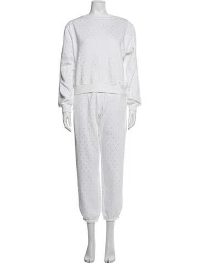 Pre-owned Generation Love Polka Dot Print Crystal Embellishments Pant Set W/ Tags In White