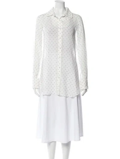Pre-owned Generation Love Polka Dot Print Long Sleeve Blouse W/ Tags In White