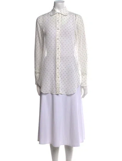 Pre-owned Generation Love Polka Dot Print Long Sleeve Button-up Top In Neutral
