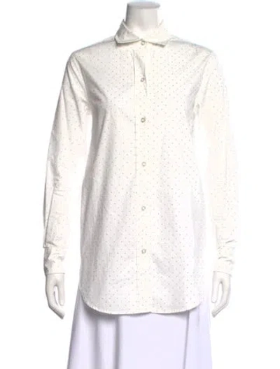 Pre-owned Generation Love Polka Dot Print Long Sleeve Button-up Top In White