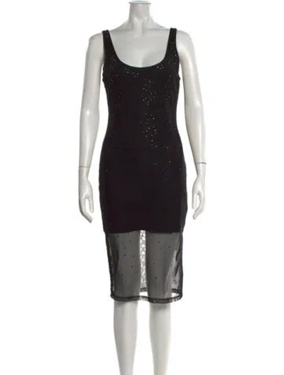 Pre-owned Generation Love Polka Dot Print Midi Length Dress In Black