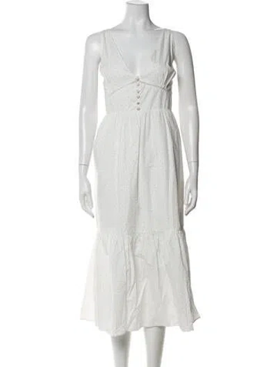 Pre-owned Generation Love Polka Dot Print Midi Length Dress In White
