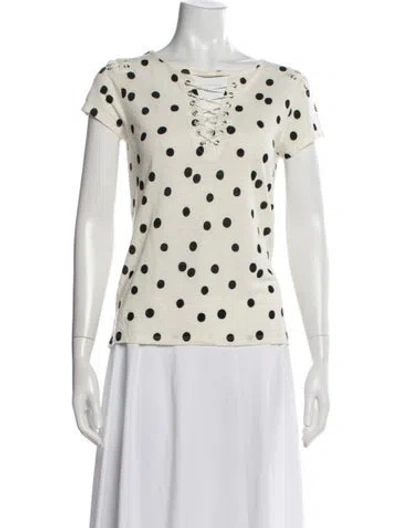 Pre-owned Generation Love Polka Dot Print V-neck Top In Neutrals