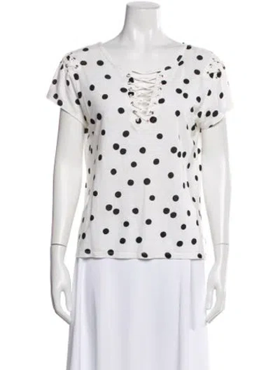 Pre-owned Generation Love Polka Dot Print V-neck T-shirt In White